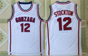 Maillot De Basket NCAA Gonzaga John Stockton 12 Blanc